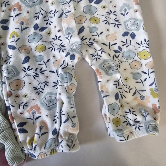 Set of 2 Baby Girl 3-6 M Bodysuits Carters & Cloud Island Green Pink Floral - Picture 3 of 11